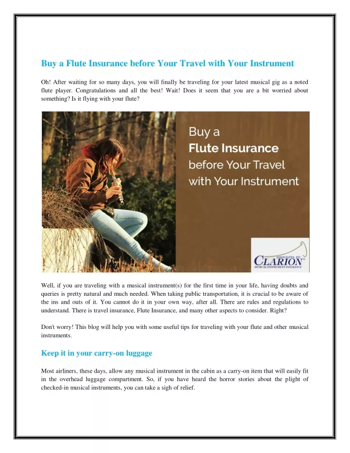 buy a flute insurance before your travel with