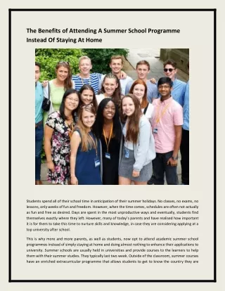the benefits of attending a summer school