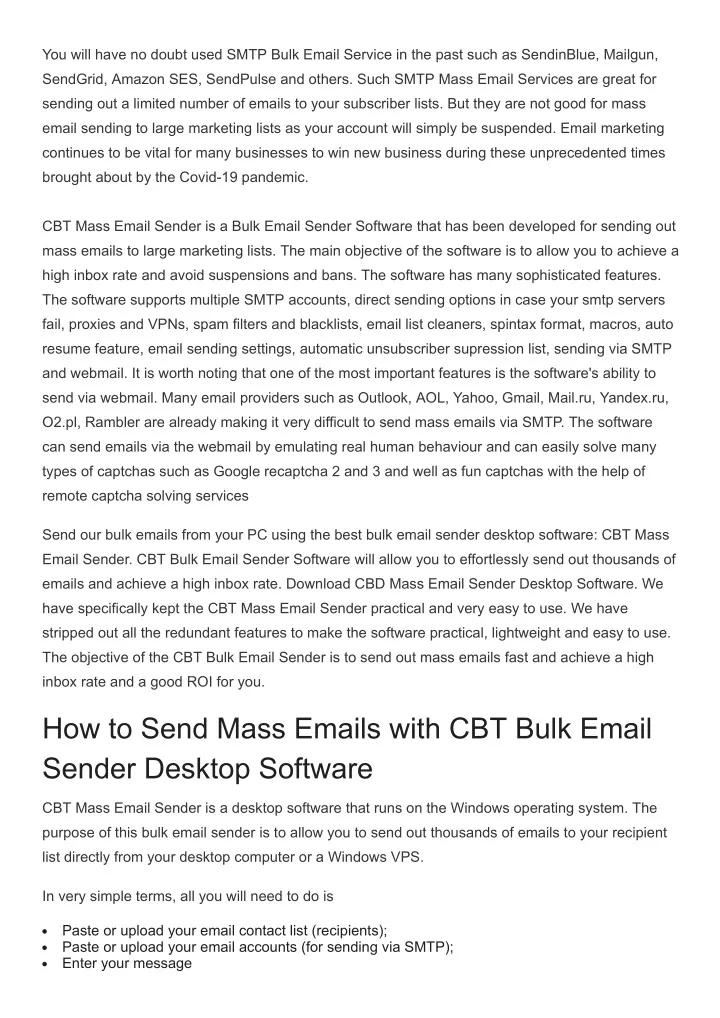 you will have no doubt used smtp bulk email