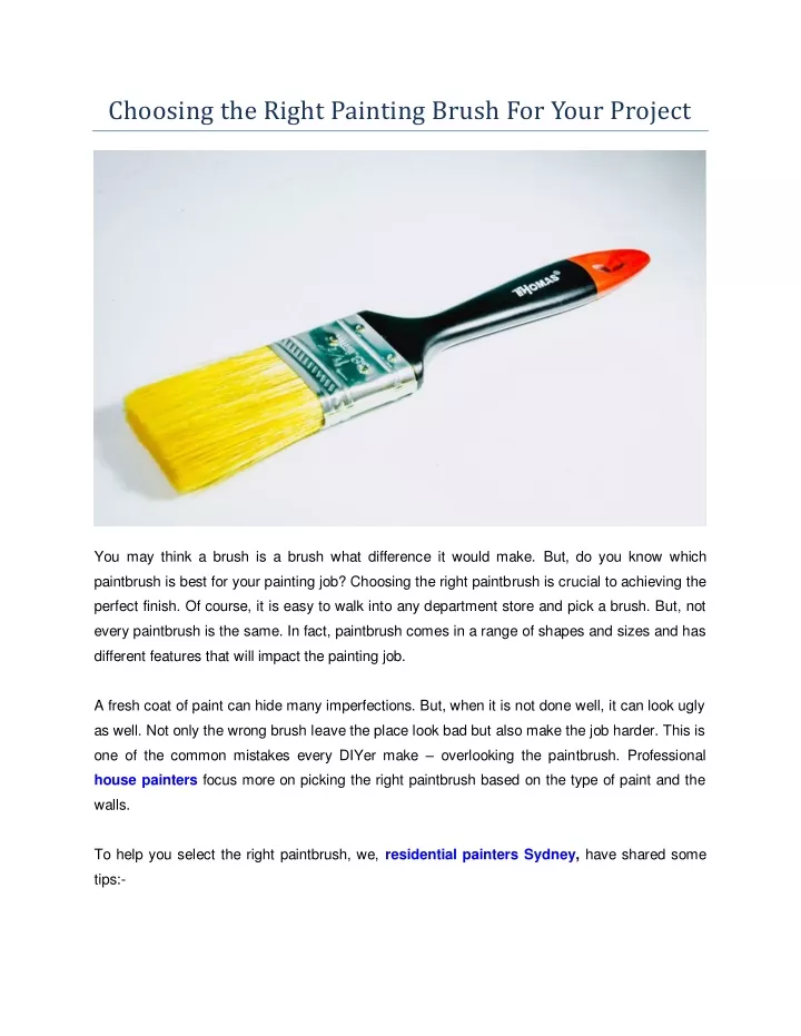 choosing the right painting brush for your project