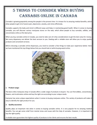 5 Things To Consider When Buying CannaBis online in Canada