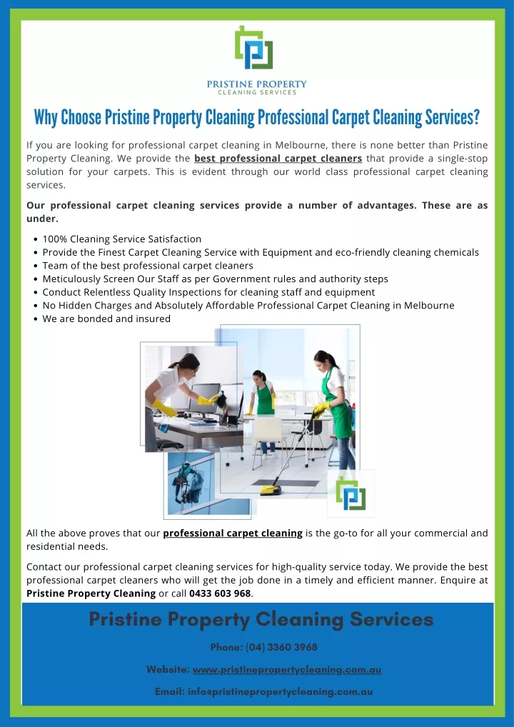 why choose pristine property cleaning