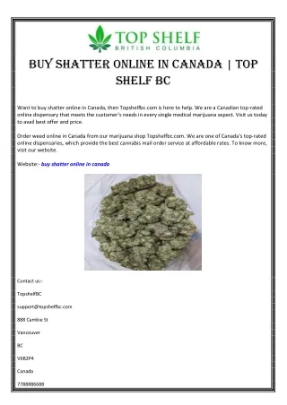 buy shatter online in canada | Top Shelf BC