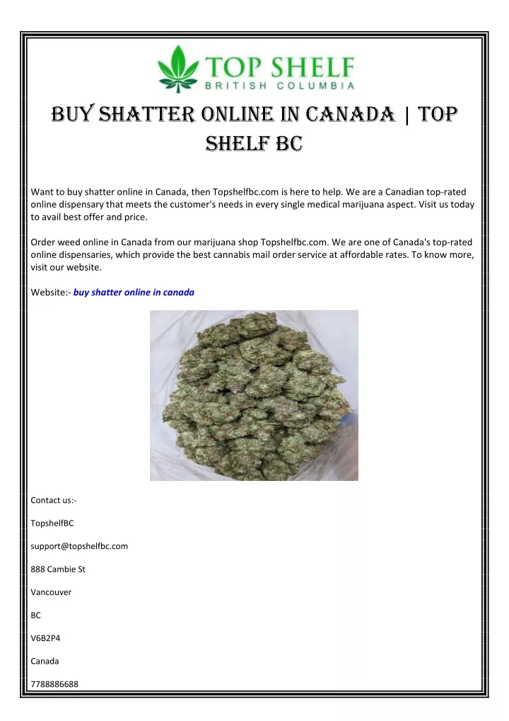 buy shatter online in canada top shelf bc