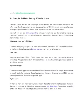 An Essential Guide to Getting 50 Dollar Loans