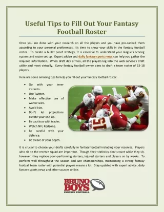 Useful Tips to Fill Out Your Fantasy Football Roster