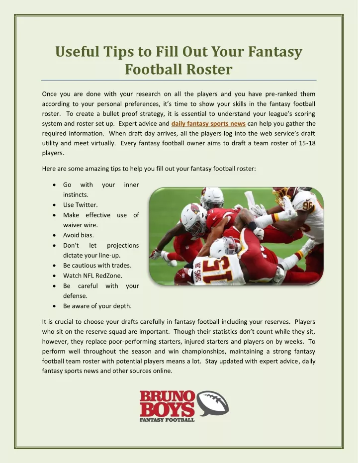 useful tips to fill out your fantasy football