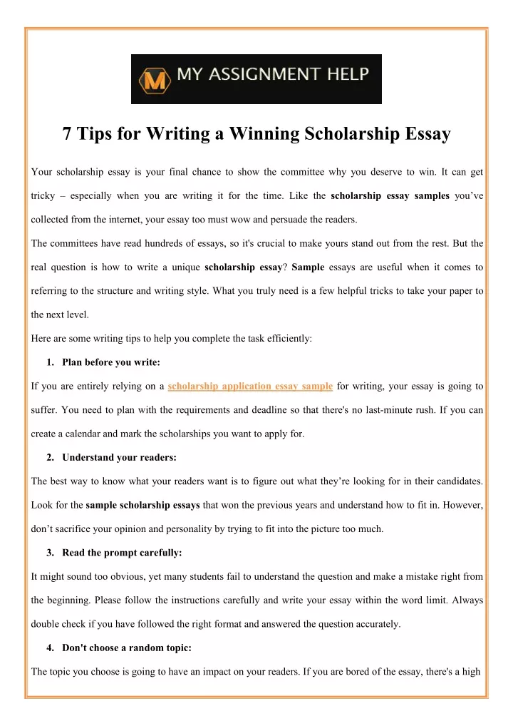 7 tips for writing a winning scholarship essay