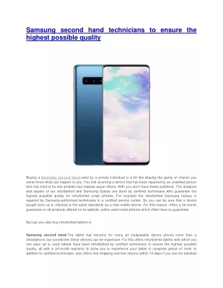 samsung second hand technicians to ensure