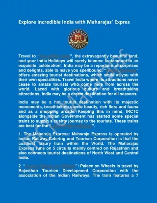 explore incredible india with maharajas expres
