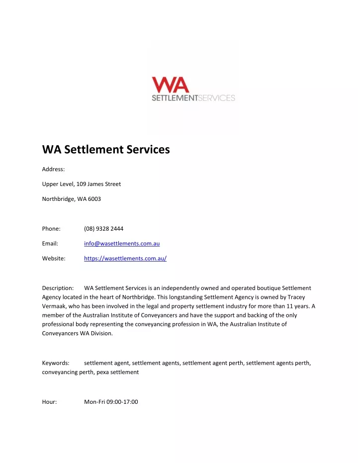 wa settlement services