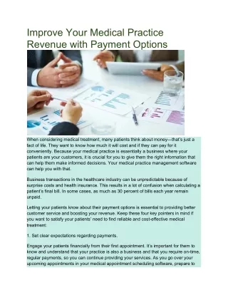 Improve Your Medical Practice Revenue with Payment Options