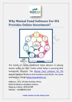 Why Mutual Fund Software For IFA Provides Online Investment?