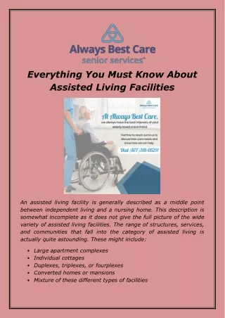 Everything You Must Know About Assisted Living Facilities