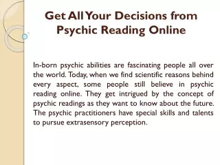 Get All Your Decisions from Psychic Reading Online