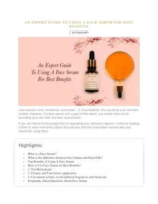 an expert guide to using a face serum for best