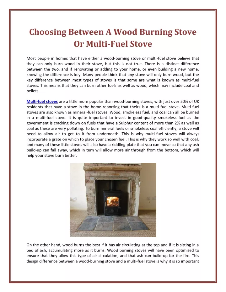 choosing between a wood burning stove or multi