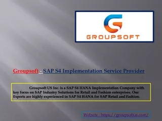 Groupsoft - SAP S4 Implementation Service Provider