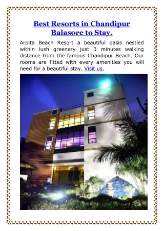 Best Resorts in Chandipur Balasore to Stay.