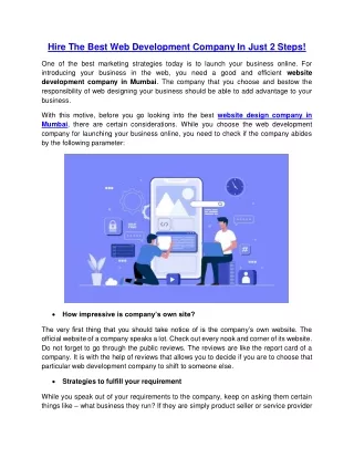 Hire The Best Web Development Company In Just 2 Steps!
