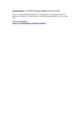 menifee plumber ca 24 hour emergency plumbers
