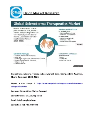 Global Scleroderma Therapeutics Market Size, Competitive Analysis, Share, Forecast- 2020-2026