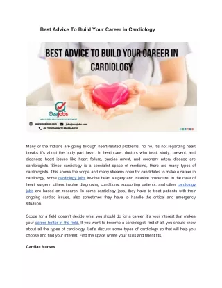 best advice to build your career in cardiology