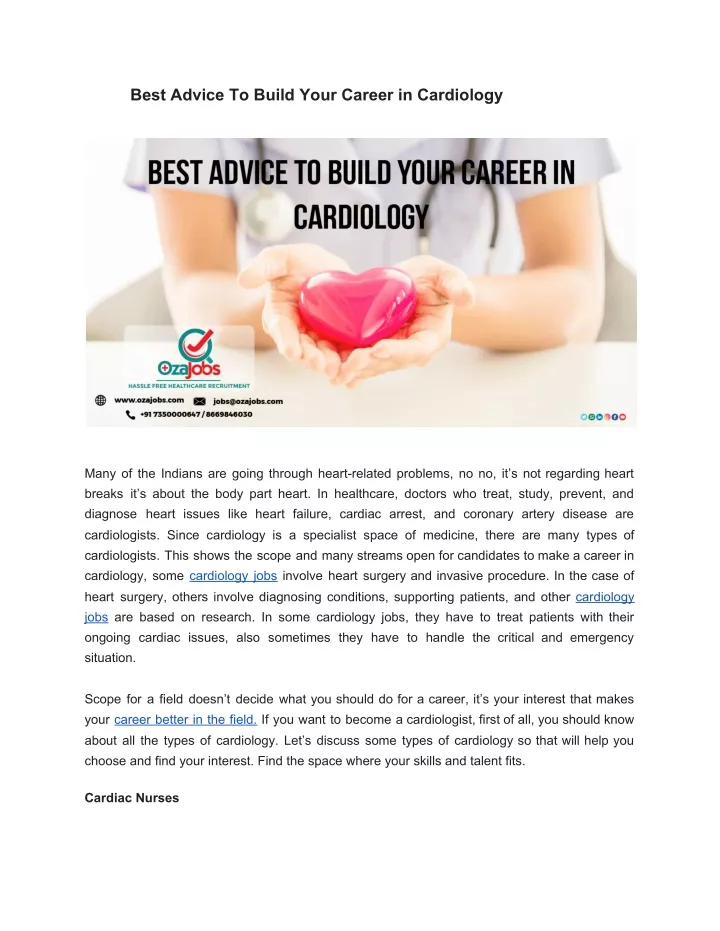 best advice to build your career in cardiology