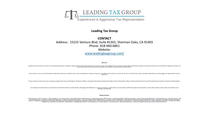 leading tax group contact address 15233 ventura