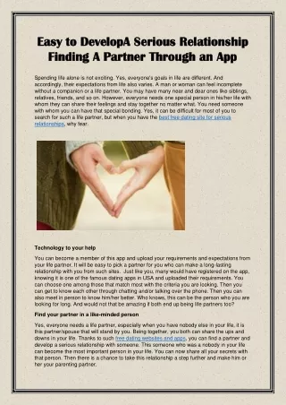 easy to developa serious relationship easy
