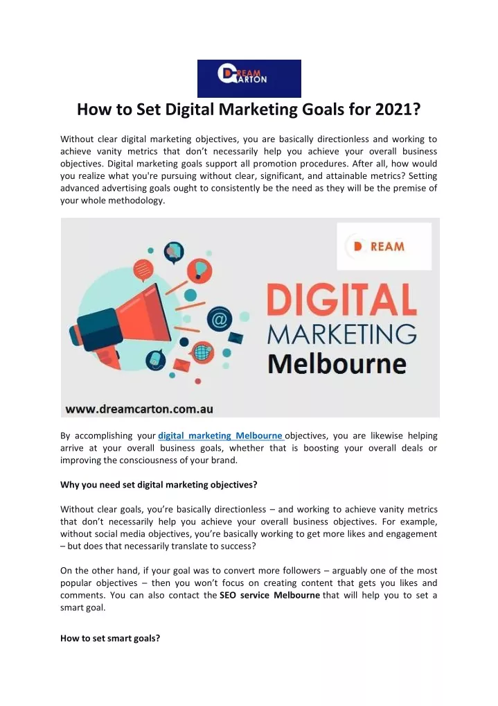 how to set digital marketing goals for 2021