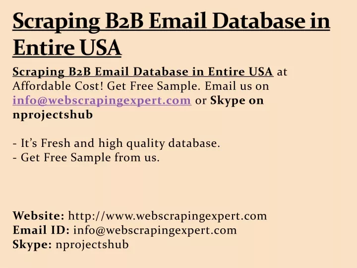 scraping b2b email database in entire usa