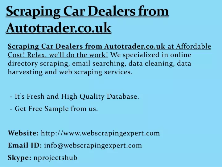 scraping car dealers from autotrader co uk