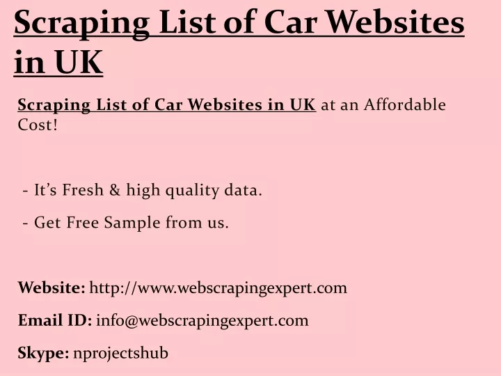 scraping list of car websites in uk