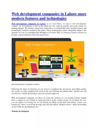 web development companies in lahore more modern