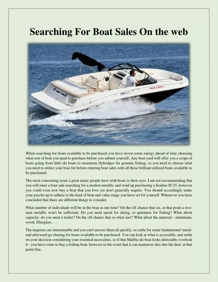 searching for boat sales on the web