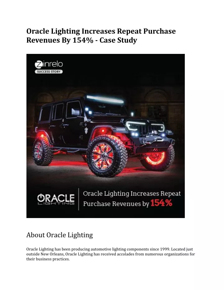 oracle lighting increases repeat purchase
