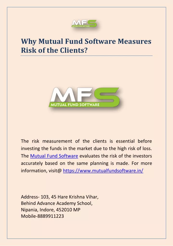 why mutual fund software measures risk