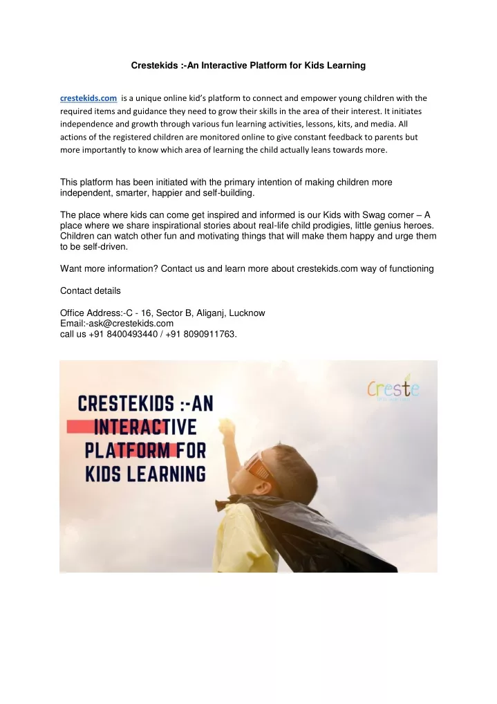 crestekids an interactive platform for kids