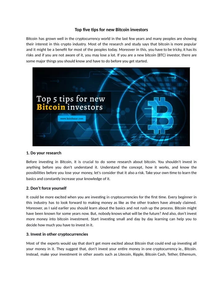 top five ps for new bitcoin investors
