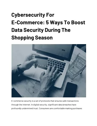 Safety for e-commerce: 5 ways to boost data security during the shopping season