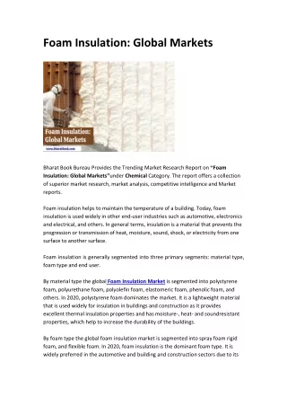 foam insulation global markets
