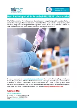best pathology lab in mumbai trutest laboratories
