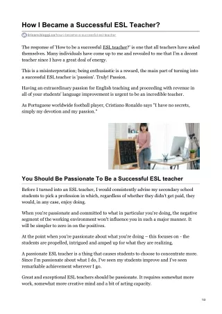 How I Became a Successful ESL Teacher?