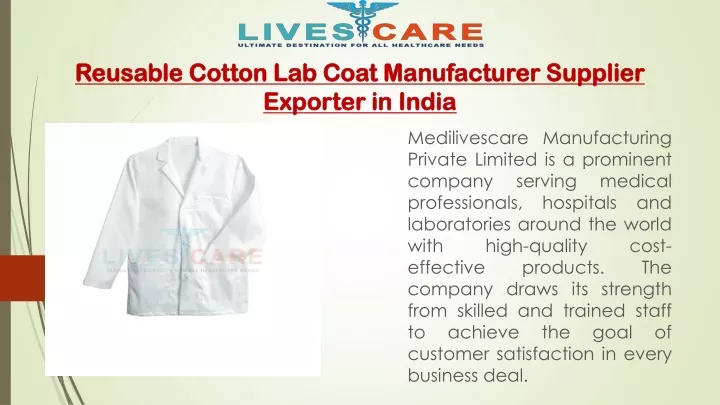 reusable cotton lab coat manufacturer supplier exporter in india