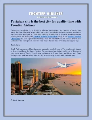 Fortaleza city is the best city for quality time with Frontier Airlines