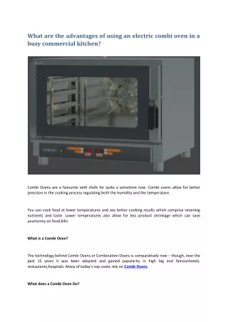 What are the advantages of using an electric combi oven in a busy commercial kitchen?
