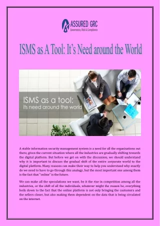 ISMS as A Tool: It’s Need around the World