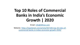 Top 10 Roles of Commercial Banks in India’s Economic Growth | 2020
