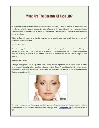 What Are The Benefits Of Face Lift?